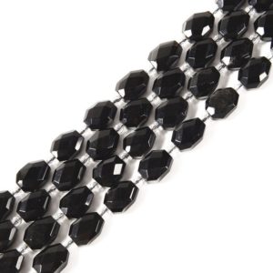 Shop Obsidian Faceted Beads! Natural Black Obsidian Side Drilled Faceted Octagon Size 10x14mm 15.5'' Strand | Natural genuine faceted Obsidian beads for beading and jewelry making.  #jewelry #beads #beadedjewelry #diyjewelry #jewelrymaking #beadstore #beading #affiliate #ad