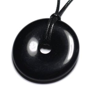 Shop Obsidian Pendants! Necklace Pendant Stone – Obsidian Black Round Circle Donut Pi 40mm | Natural genuine Obsidian pendants. Buy crystal jewelry, handmade handcrafted artisan jewelry for women.  Unique handmade gift ideas. #jewelry #beadedpendants #beadedjewelry #gift #shopping #handmadejewelry #fashion #style #product #pendants #affiliate #ad