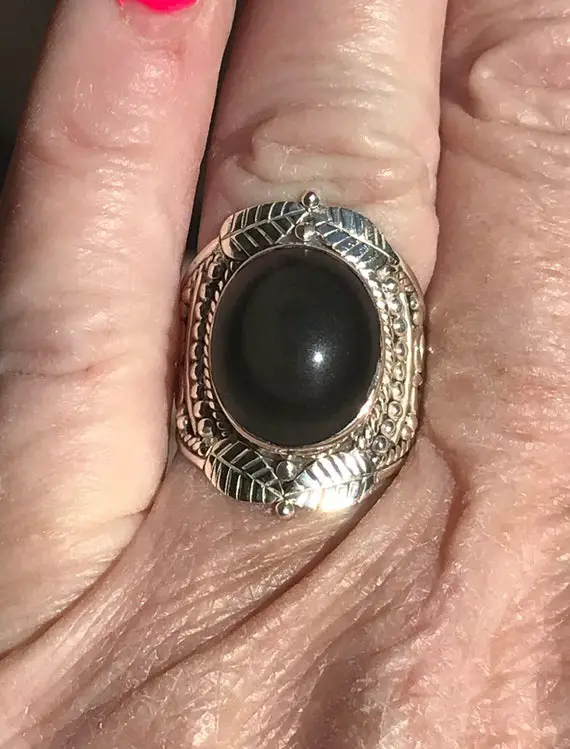 Amazing Eye Obsidian Ring,  Size 8