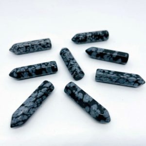 Obsidian Snowflake Gemstone Points, Gemstone Pencil Beads, Top Drilled Gemstone Points, Natural Gemstone Wand, Obsidian Pendant Beads | Natural genuine stones & crystals in various shapes & sizes. Buy raw cut, tumbled, or polished gemstones for making jewelry or crystal healing energy vibration raising reiki stones. #crystals #gemstones #crystalhealing #crystalsandgemstones #energyhealing #affiliate #ad