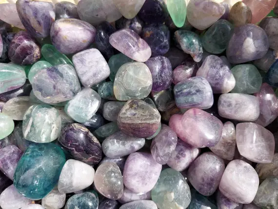 Fluorite Tumbled Stone. A Grade Healing Crystal, Fluorite Tumble Stone, Rainbow Fluorite Pebbles, Fluorite Crystal, You Choose Which Size!!