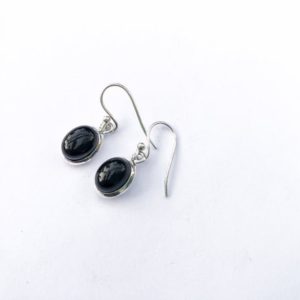 Shop Onyx Earrings! Sterling silver black Onyx dangle earrings, Oval shape black earrings, Dainty earrings, Natural Black Onyx, Small black earrings, For her | Natural genuine Onyx earrings. Buy crystal jewelry, handmade handcrafted artisan jewelry for women.  Unique handmade gift ideas. #jewelry #beadedearrings #beadedjewelry #gift #shopping #handmadejewelry #fashion #style #product #earrings #affiliate #ad