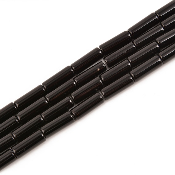 Black Onyx Round Tube Beads 4x13mm 15.5" Strand