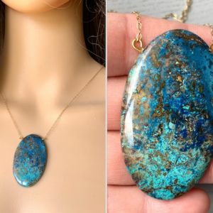 OOAK Huge Azurite Pendant Necklace, Raw Crystal Necklace, Crystal Healing Necklace Blue Gemstone Necklace, Azurite Necklace, Mineral Jewelry | Natural genuine Gemstone necklaces. Buy crystal jewelry, handmade handcrafted artisan jewelry for women.  Unique handmade gift ideas. #jewelry #beadednecklaces #beadedjewelry #gift #shopping #handmadejewelry #fashion #style #product #necklaces #affiliate #ad