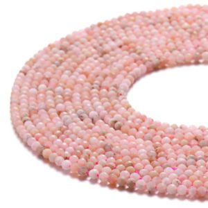 Pink Opal Faceted Round Beads 2mm 3mm 4mm 15.5" Strand | Natural genuine faceted Opal beads for beading and jewelry making.  #jewelry #beads #beadedjewelry #diyjewelry #jewelrymaking #beadstore #beading #affiliate #ad
