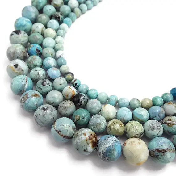 Peruvian Blue Opal Smooth Round Beads 6mm 8mm 10mm 12mm 15.5" Strand