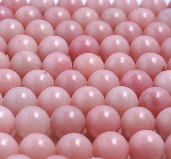 Pink Opal Smooth Gemstone Grade Aaa Pink 4mm 6mm 8mm 10mm Round Loose Beads Full Strand (166)