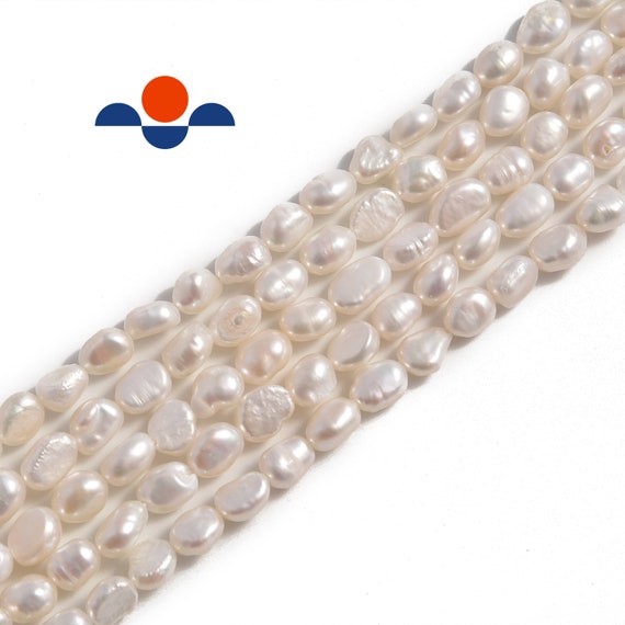 White Fresh Water Pearl Side Drill Nugget Beads 4mm 6mm 8mm 10mm 14" Strand