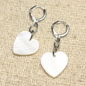 Heart 18mm White Pearl Earrings | Natural genuine Gemstone earrings. Buy crystal jewelry, handmade handcrafted artisan jewelry for women.  Unique handmade gift ideas. #jewelry #beadedearrings #beadedjewelry #gift #shopping #handmadejewelry #fashion #style #product #earrings #affiliate #ad