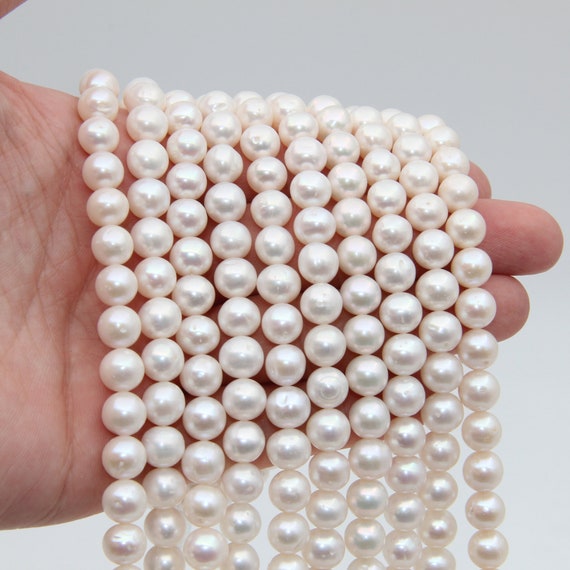 8~9mm Aaa Round Pearl Beads,white Pearl,seed  Necklace Pearl,freshwater Pearl Beads,genuine Pearl,loose Pearl,pearl Strands,wedding Pearls.