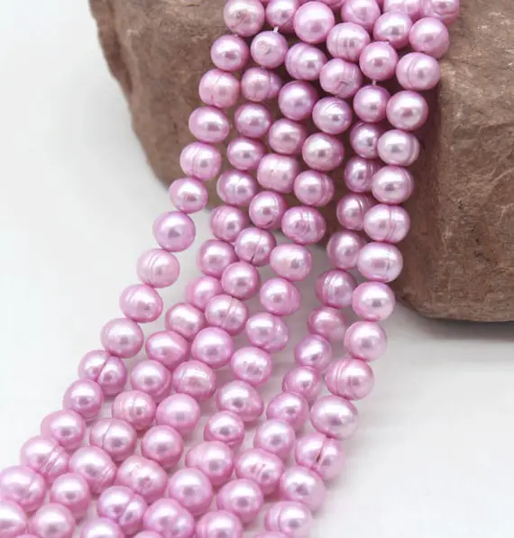 Pink Ring Round Freshwater Pearls,8-9mm Round Pearl,potato Ringed Pearls,natural Pearl Beads,loose Pearl Beads-15.5inches-50pcs-bhy005-13