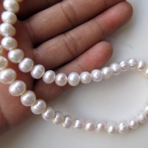 Shop Pearl Round Beads! White Fresh Water Pearl Round Beads, Natural Cultured Pearls, High Lustre Loose Pearls, 1 Strand, 15 Inches, 7mm To 8mm Each, SKU-FP32 | Natural genuine round Pearl beads for beading and jewelry making.  #jewelry #beads #beadedjewelry #diyjewelry #jewelrymaking #beadstore #beading #affiliate #ad