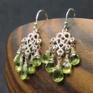 Shop Peridot Earrings! Peridot Earrings Sterling Silver wire wrapped natural lime green gemstones bohemian statement chandeliers Mother's Day gift for her 6373 | Natural genuine Peridot earrings. Buy crystal jewelry, handmade handcrafted artisan jewelry for women.  Unique handmade gift ideas. #jewelry #beadedearrings #beadedjewelry #gift #shopping #handmadejewelry #fashion #style #product #earrings #affiliate #ad