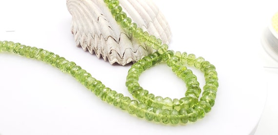 Natural Peridot Faceted Rondelle Beads 6mm 124cts. 15 In. Strand Green Gemstone, Rondelles, Natural Stone, Semi Precious, August Birthstone