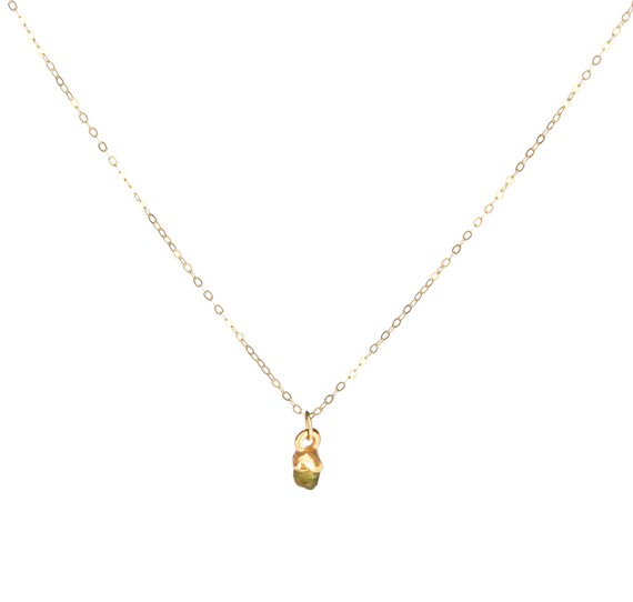 Raw Peridot Necklace • Leo Necklace • Raw Gemstone Necklace • 24k Dip • Peridot Birthstone Jewelry • Leo Gift • August Birthstone • Handmade