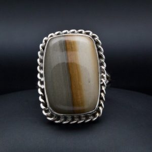 Sterling Silver Wildhorse Picture Jasper Ring Size 9 | Natural genuine Picture Jasper rings, simple unique handcrafted gemstone rings. #rings #jewelry #shopping #gift #handmade #fashion #style #affiliate #ad