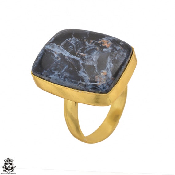 Size 9.5 - Size 11 Pietersite Ring Meditation Ring 24k Gold Ring Gpr1455