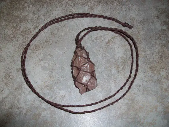 Pink Calcite Raw Braided Necklace