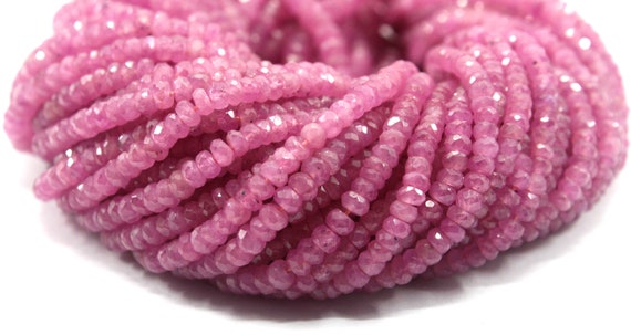 100% Natural Super Quality 1 Strand Pink Sapphire Gemstone Faceted Rondelle Beads,size 2.5-4 Mm Natural Sapphire Rondelle Beads Wholesale