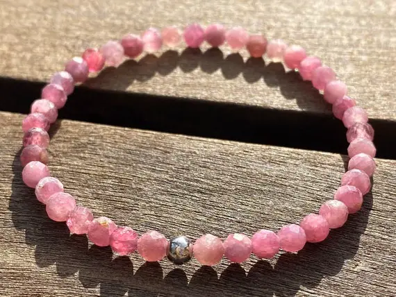 Pink Tourmaline, 4mm, Healing Stone Bracelet Or Anklet With Positive Energy!