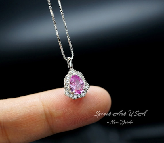 Pink Tourmaline Necklace - Super Tiny Pink Tourmaline Pendant - 18kgp @ Sterling Silver - Mini Pink Tourmaline Minimalist Gemstone #120