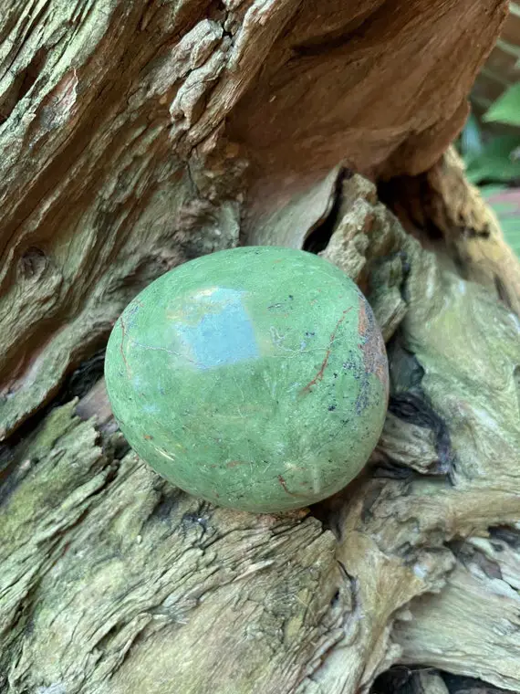 Polished Green Chrysocolla Palm Stone From Madagascar, Specimen 204.9g