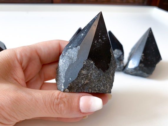 Potent Black Tourmaline Point Or Palm Stone - Healing Stone - Energetic Protection - Purification - Balance - Grounding Crystal