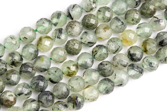Genuine Natural Light Green Epidote In Prehnite Loose Beads Grade A Faceted Round Shape 6mm