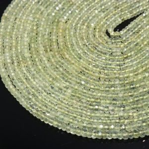 Shop Prehnite Rondelle Beads! Prehnite Faceted Rondelle Beads, Natural Green Prehnite Rondelle Beads, AAA Prehnite Beads Strand For Jewellery, Green Prehnite Jewelry | Natural genuine rondelle Prehnite beads for beading and jewelry making.  #jewelry #beads #beadedjewelry #diyjewelry #jewelrymaking #beadstore #beading #affiliate #ad