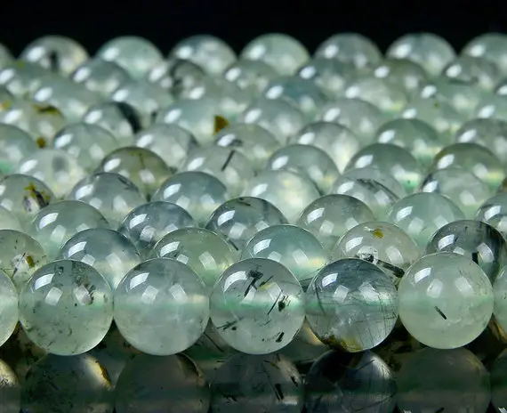6mm Natural Prehnite Rutilated Gemstone Grade A Round Loose Beads (d227)