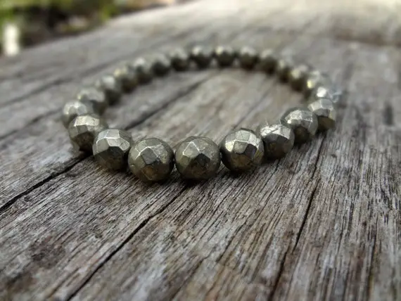 Gold Pyrite Bracelet. Boho Style Natural Gold Metallic Bracelet Handmade In Australia By Miss Leroy.