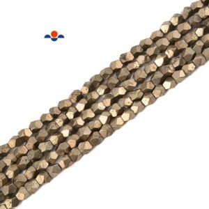 Shop Pyrite Beads! Natural Pyrite Faceted Nugget Beads Size 5-6 mm 15.5'' Strand | Natural genuine beads Pyrite beads for beading and jewelry making.  #jewelry #beads #beadedjewelry #diyjewelry #jewelrymaking #beadstore #beading #affiliate #ad