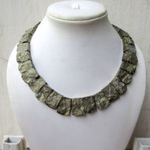 Shop Pyrite Chip & Nugget Beads! Natural Raw Pyrite Gold Layout Necklace, Bib Necklace, Cleopatra Necklace, Graduated Collar Necklace, 16x14mm To 21x14mm, 18 Inch, GDS979 | Natural genuine chip Pyrite beads for beading and jewelry making.  #jewelry #beads #beadedjewelry #diyjewelry #jewelrymaking #beadstore #beading #affiliate #ad
