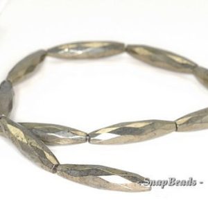 Shop Pyrite Faceted Beads! 30x7mm Palazzo Iron Pyrite Gemstone Faceted Tube 30x7mm Loose Beads 15.5 inch Full Strand LOT 1,2,6,12 and 20 (90145062-409) | Natural genuine faceted Pyrite beads for beading and jewelry making.  #jewelry #beads #beadedjewelry #diyjewelry #jewelrymaking #beadstore #beading #affiliate #ad