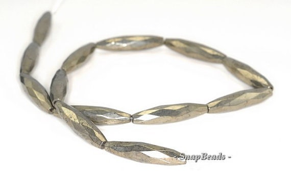 30x7mm Palazzo Iron Pyrite Gemstone Faceted Tube 30x7mm Loose Beads 15.5 Inch Full Strand Lot 1,2,6,12 And 20 (90145062-409)
