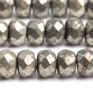 Shop Pyrite Faceted Beads! Genuine Natural Pyrite Gemstone Beads 4x3MM Copper Faceted rondelle AAA Quality Loose Beads (102319) | Natural genuine faceted Pyrite beads for beading and jewelry making.  #jewelry #beads #beadedjewelry #diyjewelry #jewelrymaking #beadstore #beading #affiliate #ad