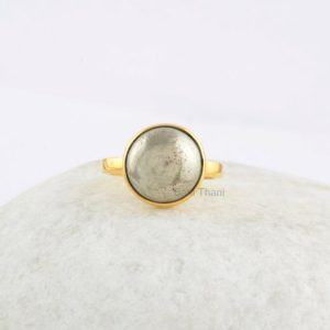 Shop Pyrite Rings! Pyrite Ring – Gold Plated Ring – 925 Solid Silver – 12mm Gemstone – Handmade Ring – Trendy Jewelry – Gift For Bridesmaid – Jewelry For A Mom | Natural genuine Pyrite rings, simple unique handcrafted gemstone rings. #rings #jewelry #shopping #gift #handmade #fashion #style #affiliate #ad