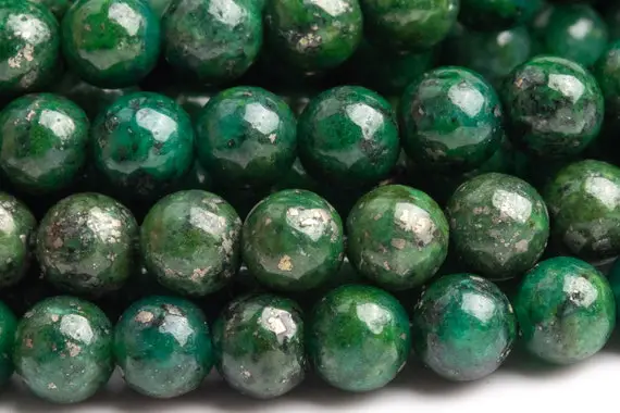 Pyrite Gemstone Beads 4mm Dark Green Round Aaa Quality Loose Beads (102296)