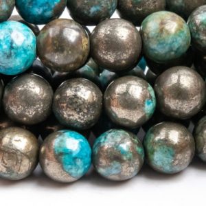 Shop Pyrite Beads! Pyrite Gemstone Beads 8MM Aqua Blue Round AAA Quality Loose Beads (104592) | Natural genuine beads Pyrite beads for beading and jewelry making.  #jewelry #beads #beadedjewelry #diyjewelry #jewelrymaking #beadstore #beading #affiliate #ad