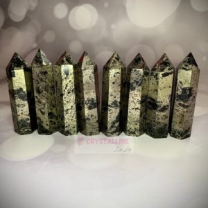 Pyrite Tower, Fool’s Gold Crystal, Natural Raw Stone, Energy Point, Reiki Healing Meditation Obelisk, Magic Wand, Real Crystals UK | Natural genuine stones & crystals in various shapes & sizes. Buy raw cut, tumbled, or polished gemstones for making jewelry or crystal healing energy vibration raising reiki stones. #crystals #gemstones #crystalhealing #crystalsandgemstones #energyhealing #affiliate #ad