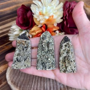 Shop Pyrite Points & Wands! Pyrite Tower, twr133, Pyrite Point | Natural genuine stones & crystals in various shapes & sizes. Buy raw cut, tumbled, or polished gemstones for making jewelry or crystal healing energy vibration raising reiki stones. #crystals #gemstones #crystalhealing #crystalsandgemstones #energyhealing #affiliate #ad