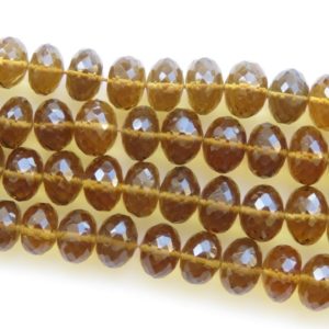 Shop Quartz Crystal Faceted Beads! Brown Quartz Rondelle Beads, Brown Quartz Faceted Rondelle Beads, Natural Brown Quartz Beads, 8mm To 14mm Beads, Sold As 16"/8", GDS1373 | Natural genuine faceted Quartz beads for beading and jewelry making.  #jewelry #beads #beadedjewelry #diyjewelry #jewelrymaking #beadstore #beading #affiliate #ad