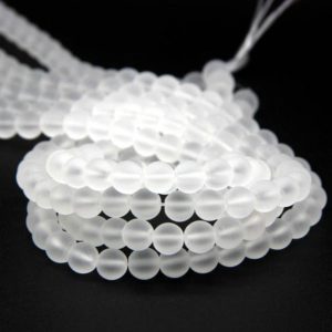 Shop Quartz Crystal Bead Shapes! Genuine Matte Rock Crystal Beads 6mm 8mm 10mm A Quality Natural Frosted Clear Quartz White Gemstone Mala Beads Semi Precious for Jewelry | Natural genuine other-shape Quartz beads for beading and jewelry making.  #jewelry #beads #beadedjewelry #diyjewelry #jewelrymaking #beadstore #beading #affiliate #ad
