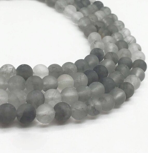 6mm Matte Gray Quartz Beads, Round Gemstone Beads, Wholesale Beads