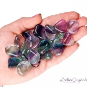 Rainbow Fluorite Tumbled Stone, Gift For Crystal Lovers, Natural Purple Green Banded Gemstone