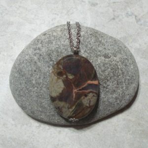 Shop Rainforest Jasper Necklaces! Rainforest Jasper Necklace Steel Chain  Large Oval 012 | Natural genuine Rainforest Jasper necklaces. Buy crystal jewelry, handmade handcrafted artisan jewelry for women.  Unique handmade gift ideas. #jewelry #beadednecklaces #beadedjewelry #gift #shopping #handmadejewelry #fashion #style #product #necklaces #affiliate #ad