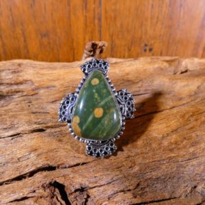 Shop Rainforest Jasper Rings! Rainforest Jasper Ring Size 8.5 – Rainforest Jasper, Jasper Ring, Exotic Ring, Exotic Jewelry, Statement Ring, Big Ring, Green Ring, Rings | Natural genuine Rainforest Jasper rings, simple unique handcrafted gemstone rings. #rings #jewelry #shopping #gift #handmade #fashion #style #affiliate #ad