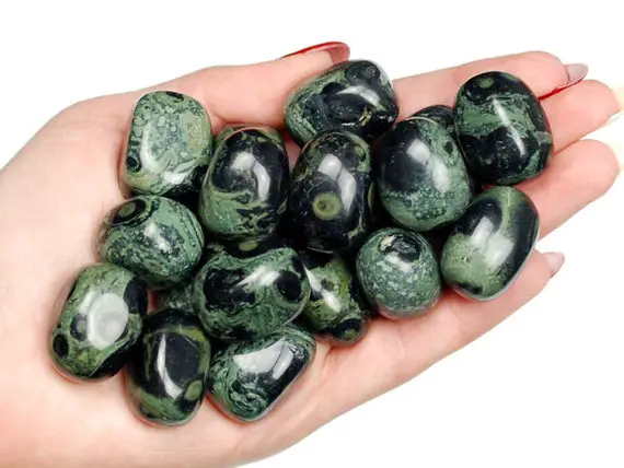 Kambaba Jasper Tumbled Stone, Healing Jasper Crystals, Healing Rhyolite Stones, Natural Kambaba Green Jasper, Kambaba Reiki Crystal