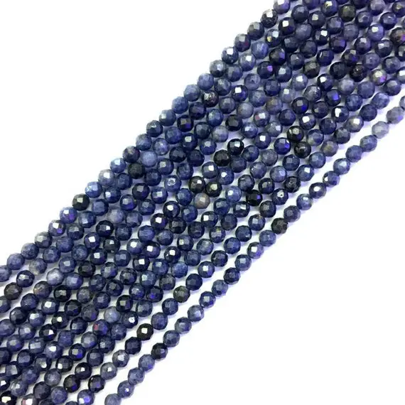 Rare Blue Sapphire Faceted Round Beads, 3 Mm Blue Sapphire Round Beads, Natural Blue Sapphire Round Beads, Sapphire Micro Cut Faceted Beads