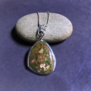 Shop Rainforest Jasper Necklaces! READY TO SHIP! Rainforest Jasper and Sterling Silver Large Statement Pendant Necklace | Natural genuine Rainforest Jasper necklaces. Buy crystal jewelry, handmade handcrafted artisan jewelry for women.  Unique handmade gift ideas. #jewelry #beadednecklaces #beadedjewelry #gift #shopping #handmadejewelry #fashion #style #product #necklaces #affiliate #ad